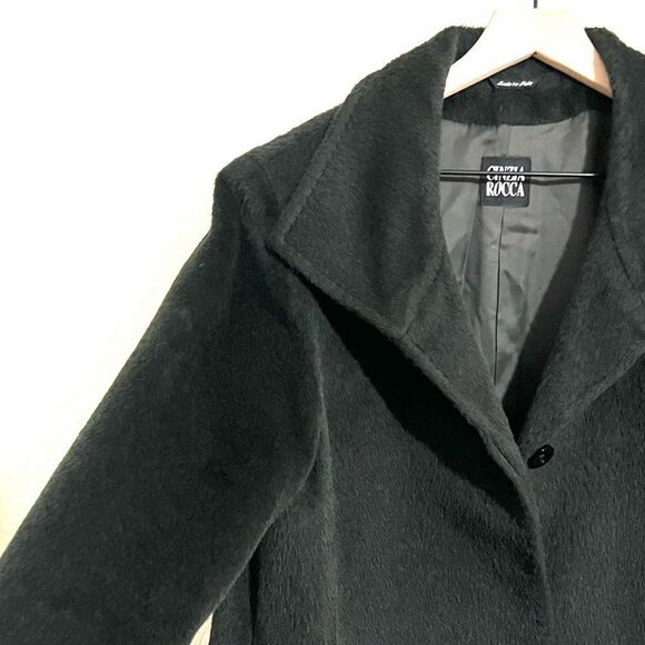 Cinzia Rocca Baby Llama Wool Dark Forest Green Coat Italian Size 10 US - Picture 8 of 14